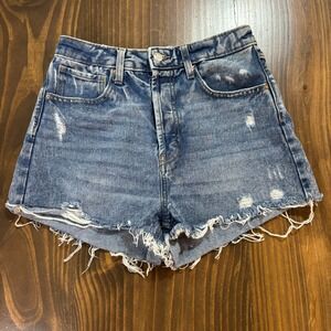 WILD FABLE Womens 6 High Rise Distressed Denim Shorts Raw Hem Blue Jean Cutoff
